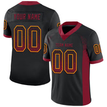 Load image into Gallery viewer, Custom Black Crimson-Yellow Mesh Drift Fashion Football Jersey
