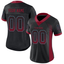 Load image into Gallery viewer, Custom Black Crimson-Teal Mesh Drift Fashion Football Jersey
