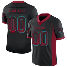 Load image into Gallery viewer, Custom Black Crimson-Teal Mesh Drift Fashion Football Jersey
