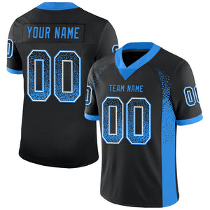 Custom Black Powder Blue-White Mesh Drift Fashion Football Jersey