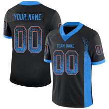 Load image into Gallery viewer, Custom Black Powder Blue-Orange Mesh Drift Fashion Football Jersey
