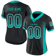 Load image into Gallery viewer, Custom Black Aqua-White Mesh Drift Fashion Football Jersey
