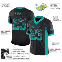 Load image into Gallery viewer, Custom Black Aqua-Pink Mesh Drift Fashion Football Jersey
