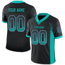 Load image into Gallery viewer, Custom Black Aqua-Pink Mesh Drift Fashion Football Jersey
