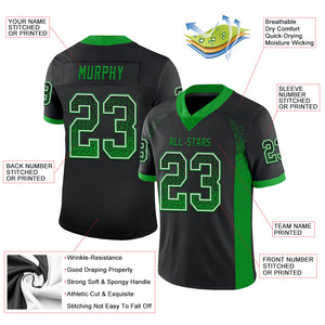 Custom Black Grass Green-White Mesh Drift Fashion Football Jersey