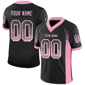 Custom Black Light Pink-White Mesh Drift Fashion Football Jersey