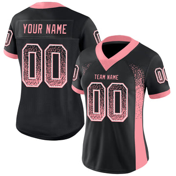 Custom Black Medium Pink-White Mesh Drift Fashion Football Jersey