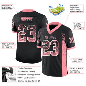 Custom Black Medium Pink-White Mesh Drift Fashion Football Jersey