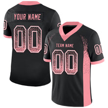 Load image into Gallery viewer, Custom Black Medium Pink-White Mesh Drift Fashion Football Jersey
