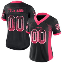 Load image into Gallery viewer, Custom Black Neon Pink-White Mesh Drift Fashion Football Jersey
