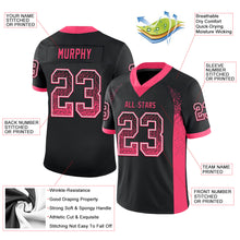 Load image into Gallery viewer, Custom Black Neon Pink-White Mesh Drift Fashion Football Jersey
