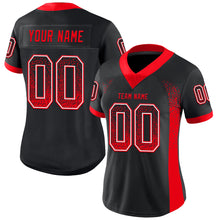 Laden Sie das Bild in den Galerie-Viewer, Custom Black Fire Red-White Mesh Drift Fashion Football Jersey
