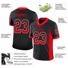 Laden Sie das Bild in den Galerie-Viewer, Custom Black Fire Red-White Mesh Drift Fashion Football Jersey
