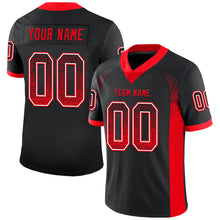 Laden Sie das Bild in den Galerie-Viewer, Custom Black Fire Red-White Mesh Drift Fashion Football Jersey
