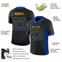 Load image into Gallery viewer, Custom Black Royal-Yellow Mesh Drift Fashion Football Jersey
