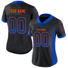 Load image into Gallery viewer, Custom Black Thunder Blue-Orange Mesh Drift Fashion Football Jersey
