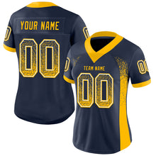 Load image into Gallery viewer, Custom Navy Gold-White Mesh Drift Fashion Football Jersey
