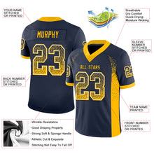 Load image into Gallery viewer, Custom Navy Gold-White Mesh Drift Fashion Football Jersey
