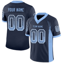 Load image into Gallery viewer, Custom Navy Light Blue-White Mesh Drift Fashion Football Jersey
