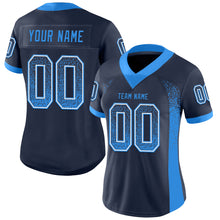 Load image into Gallery viewer, Custom Navy Powder Blue-White Mesh Drift Fashion Football Jersey
