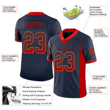 Load image into Gallery viewer, Custom Navy Red-Old Gold Mesh Drift Fashion Football Jersey
