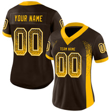 Загрузить изображение в средство просмотра галереи, Custom Brown Gold-White Mesh Drift Fashion Football Jersey
