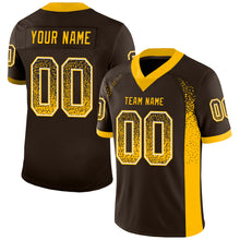 Загрузить изображение в средство просмотра галереи, Custom Brown Gold-White Mesh Drift Fashion Football Jersey
