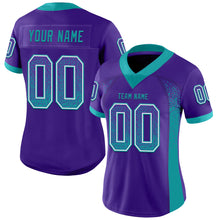 Charger l&#39;image dans la galerie, Custom Purple Teal-White Mesh Drift Fashion Football Jersey
