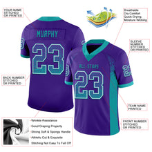 Charger l&#39;image dans la galerie, Custom Purple Teal-White Mesh Drift Fashion Football Jersey
