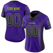 Charger l&#39;image dans la galerie, Custom Purple Black-Neon Green Mesh Drift Fashion Football Jersey
