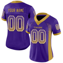 Charger l&#39;image dans la galerie, Custom Purple Old Gold-White Mesh Drift Fashion Football Jersey
