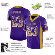 Charger l&#39;image dans la galerie, Custom Purple Old Gold-White Mesh Drift Fashion Football Jersey
