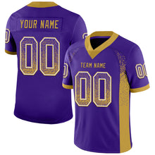 Charger l&#39;image dans la galerie, Custom Purple Old Gold-White Mesh Drift Fashion Football Jersey
