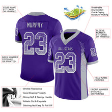 Charger l&#39;image dans la galerie, Custom Purple Gray-White Mesh Drift Fashion Football Jersey
