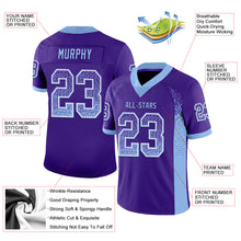 Load image into Gallery viewer, Custom Purple Light Blue-White Mesh Drift Fashion Football Jersey
