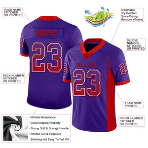 Custom Purple Red-White Mesh Drift Fashion Football Jersey