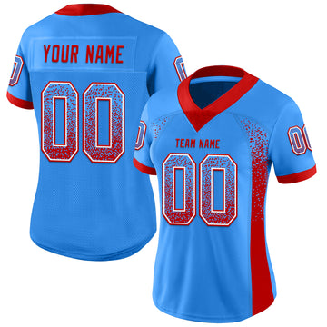 Custom Powder Blue Red-White Mesh Drift Fashion Football Jersey