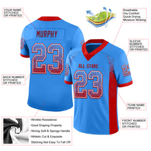 Charger l&#39;image dans la galerie, Custom Powder Blue Red-White Mesh Drift Fashion Football Jersey
