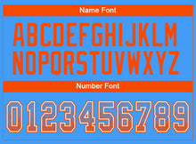 Load image into Gallery viewer, Custom Powder Blue Orange-White Mesh Drift Fashion Football Jersey
