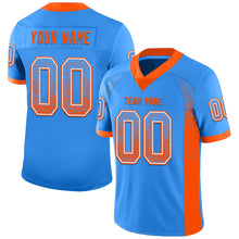 Load image into Gallery viewer, Custom Powder Blue Orange-White Mesh Drift Fashion Football Jersey
