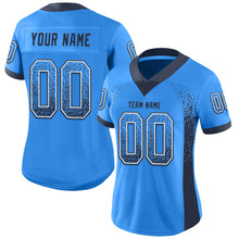 Load image into Gallery viewer, Custom Powder Blue Navy-White Mesh Drift Fashion Football Jersey
