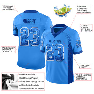 Custom Powder Blue Royal-White Mesh Drift Fashion Football Jersey