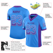 Charger l&#39;image dans la galerie, Custom Powder Blue Purple-White Mesh Drift Fashion Football Jersey
