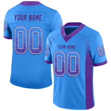 Charger l&#39;image dans la galerie, Custom Powder Blue Purple-White Mesh Drift Fashion Football Jersey
