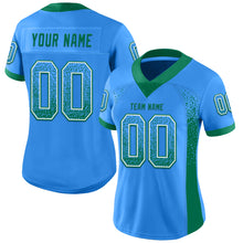 Laden Sie das Bild in den Galerie-Viewer, Custom Powder Blue Kelly Green-White Mesh Drift Fashion Football Jersey
