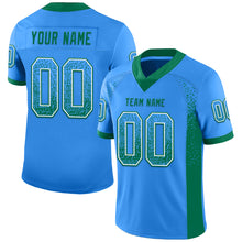 Laden Sie das Bild in den Galerie-Viewer, Custom Powder Blue Kelly Green-White Mesh Drift Fashion Football Jersey
