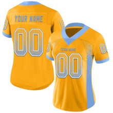 Laden Sie das Bild in den Galerie-Viewer, Custom Gold Powder Blue-White Mesh Drift Fashion Football Jersey
