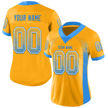 Загрузить изображение в средство просмотра галереи, Custom Gold Powder Blue-White Mesh Drift Fashion Football Jersey
