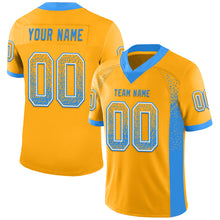 Загрузить изображение в средство просмотра галереи, Custom Gold Powder Blue-White Mesh Drift Fashion Football Jersey
