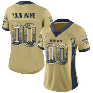 Custom Vegas Gold Navy-White Mesh Drift Fashion Football Jersey